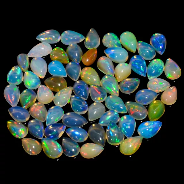 Natural Welo Fire Ethiopian Opal Pear Cabochon Gemstone 5 Ct. Lot 8X5 mm EO-7