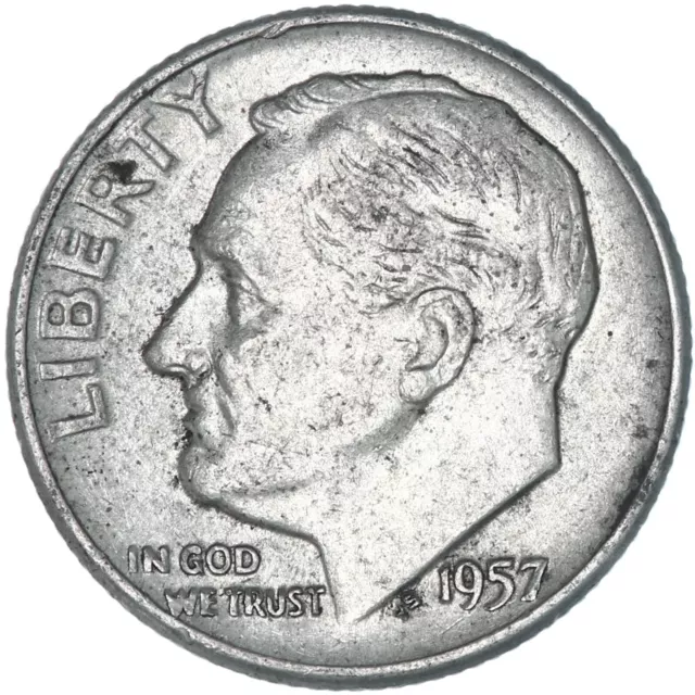 1957 D Roosevelt Dime 90% Silver Extra Fine XF