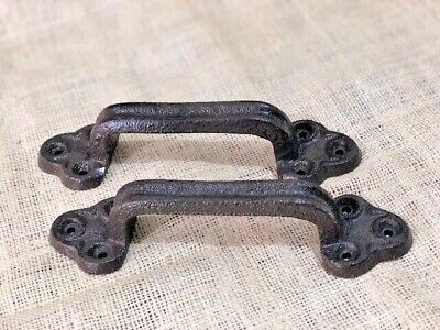 2 LARGE Handles Door Hardware Pull Gate Shed Drawer Barn Shed Rustic Cast Iron