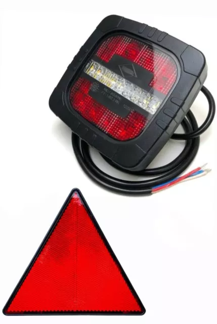 LED 2 Funktionen Rückleuchte m. Blinker E9 für Anhänger Traktor Bagger + Dreieck