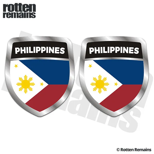 Philippines Flag Shield Decal SET Filipino Car Vinyl Sticker e4m