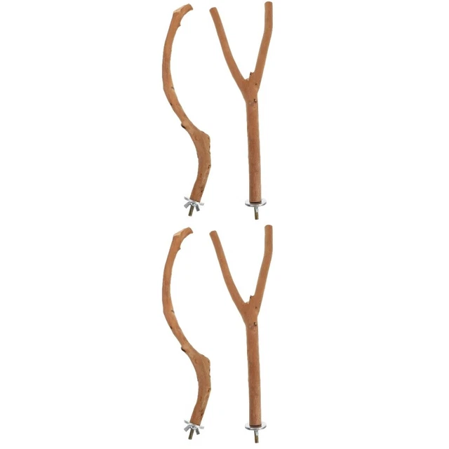 4 Pcs Papagei Stehender Stock Vogelkäfig-Spielzeug Halterung Schaukel