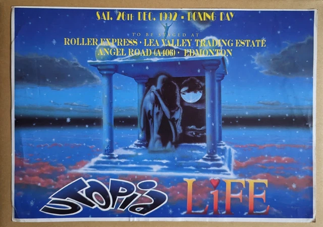 RAVE FLYER UTOPIA Life 26/12/1992 @ Roller Express Edmonton Londres EUR ...