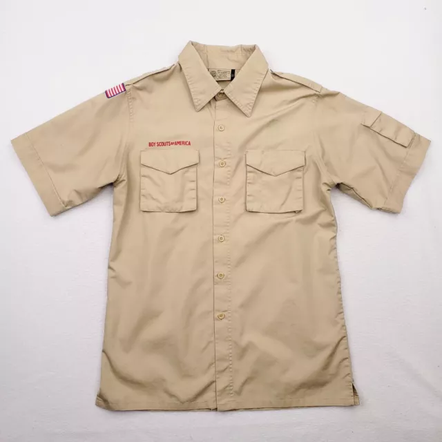 Boy Scouts Of America Shirt Adult Small Khaki Uniform Button Up Short Sleeve