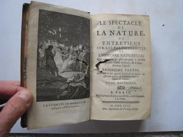 Rare Ed. Le Spectacle De La Nature Pluche Gravures Astronomie Physique  1749