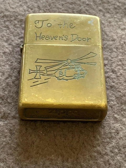 Used ZIPPO brand Lighter Vietnam Gold Helicopter Japan
