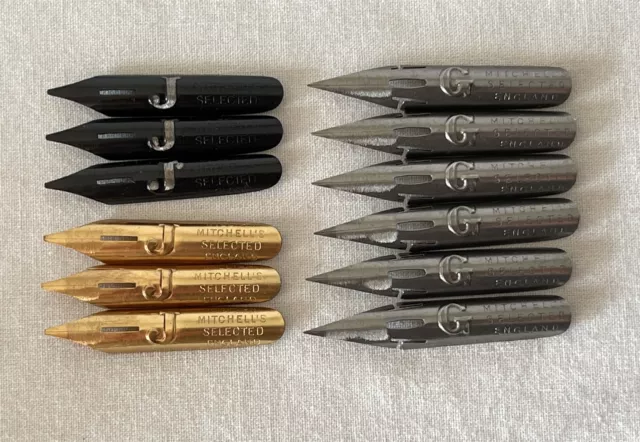 16 x Mixed Brand Antique Vintage Metal Dip Pen Nibs (4 each of 4 types)  #WMP2