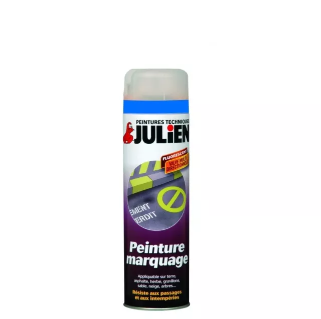 Bombe Peinture Chantier Marquage Tracage Bleu Julien Aerosol 500 Ml