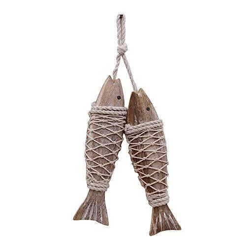 Antique Wood Fish Decor Ornament Wall Hanging Wooden Fish Decorations for Hom...