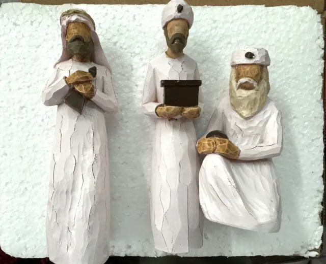 Three Wise Men Resin Figurine Kings Nativity Set, Willow Tree Style Sculpture 5"