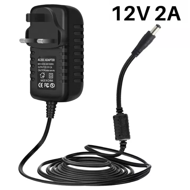 12V 2A AC DC UK Plug Power Supply Adapter Safety Charger LED Strip CCTV Camera