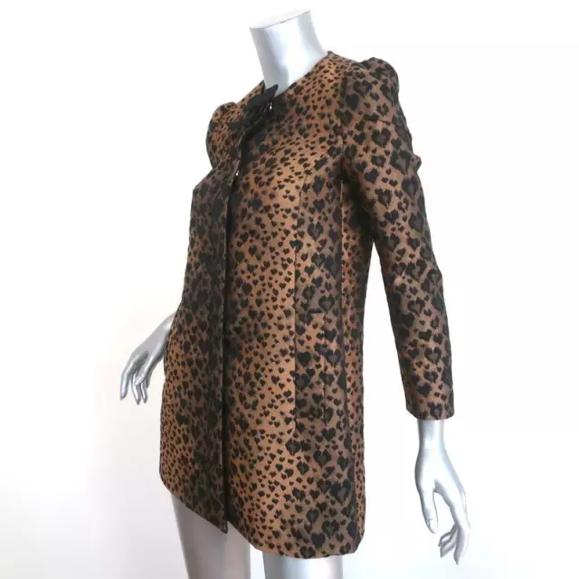 RED Valentino Coat Leopard Jacquard Size 38 Bow-Embellished Jacket 3