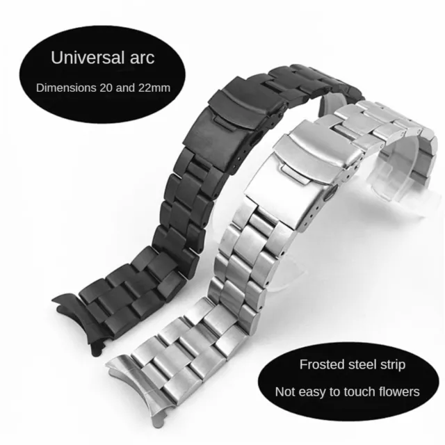 Premium Stainless Steel Solid Brushed Watch Band Strap Curved End 18 20 22 24mm