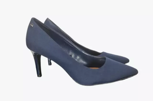 Calvin Klein Navy Blue Fabric Material Hight Heel Slip On Women Size 8.5M