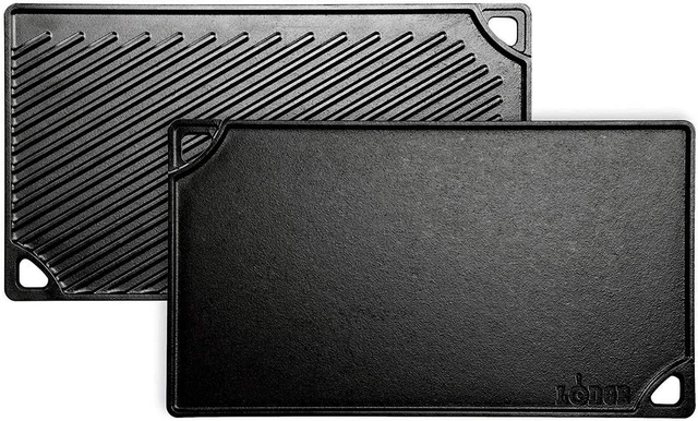 Cast Iron Rectangular Reversible Grill/Griddle, 9.5-Inch X 16.75-Inch, Black