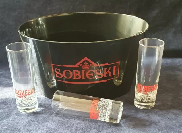 Promo 6 Verres A Vodka Sobieski  Nouveau Model Tubo 22 Cl Neufs + Vasque Neuve