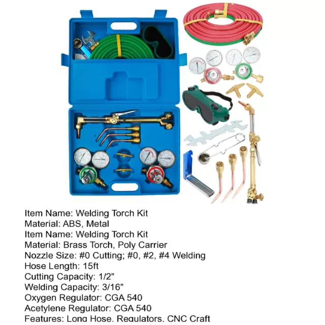 Oxygen Acetylene Torch Kit, Gas Cutting Welding Kit Oxy Brazing Welder Tool Set