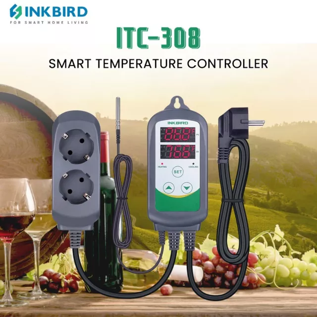 Inkbird 100~240VAC Digitaler Temperaturregler Thermostat ITC-308 Zuhause Gebraut