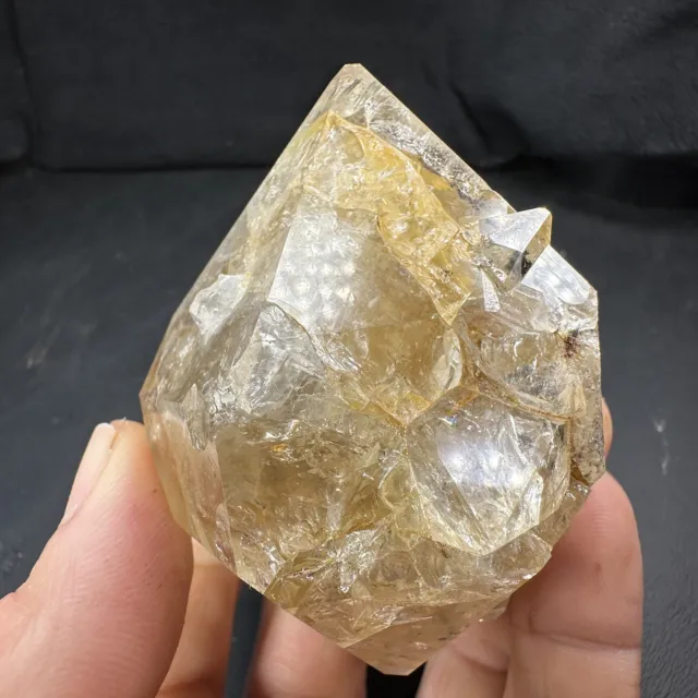 Golden Aura Herkimer Diamond Quartz Crystal Point / from New York