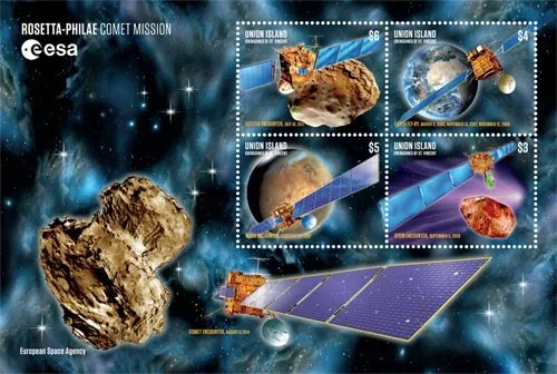 Union Islands 2019 - Rosetta Space Comet Mission - Sheet of 4 stamps - MNH