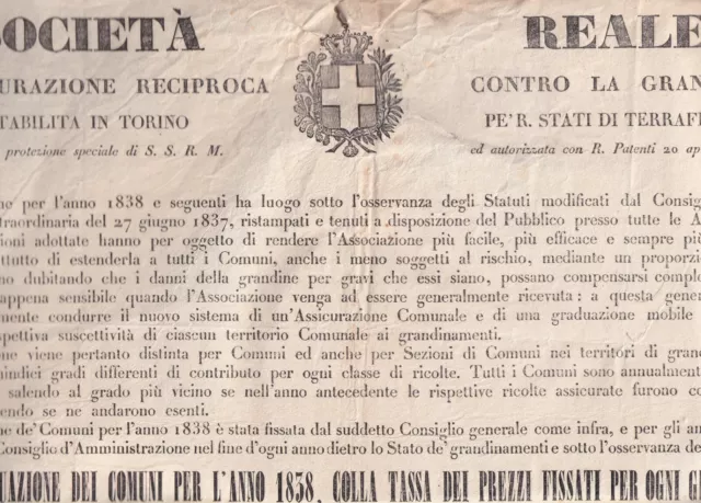 Società Reale d'Assicurazione reciproca contro la Grandine  - Torino 1837 2