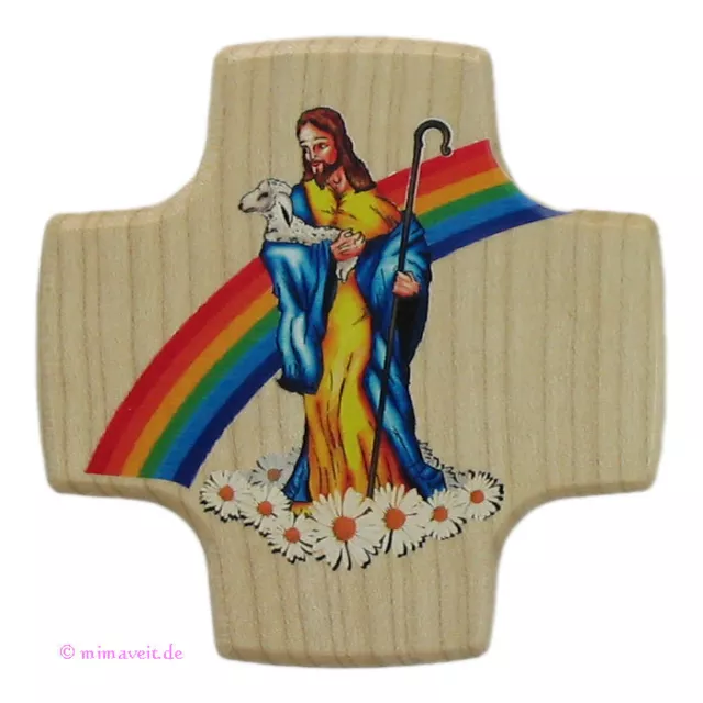 Holzkreuz Holz Kreuz "Jesus der gute Hirte"- heilige Kommunion hl. Erstkommunion