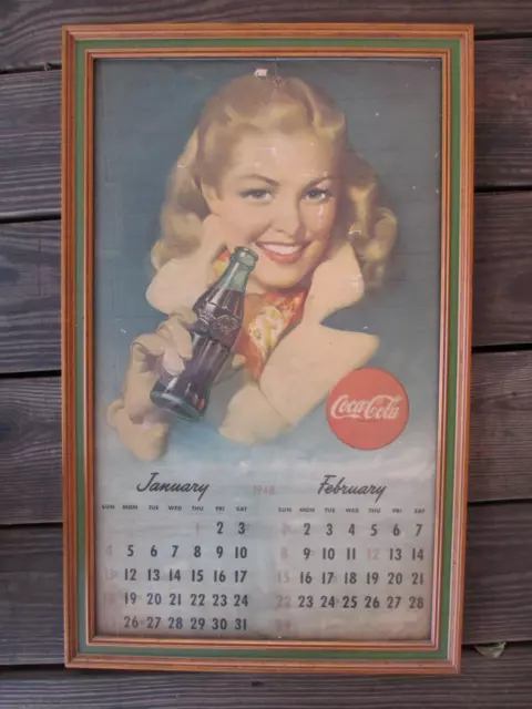 Coca-Cola 1948 Coca-Cola Girls Bottlers Calendar With Metal Strip Complete