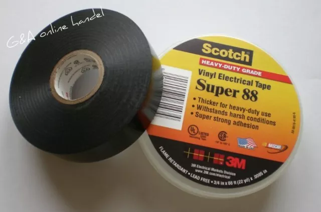 0,49€/m 3M Scotch Super 88 Isolierband 19mm x 20m Farbe schwarz