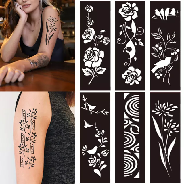 Hohle Selbstklebende Tattoo-Schablone Körperkunst Malerei Indisches Henna- ∑