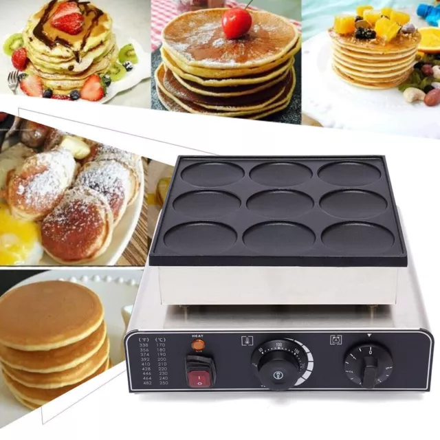 Kommerzielles Elektrische 9pc Dutch Pancake Baker Maker Bügeleisen Maschine 900W