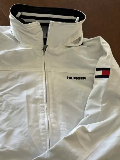 TOMMY HILFIGER Men's Water Resistant REGATTA Jacket White Medium Logo NEW $119