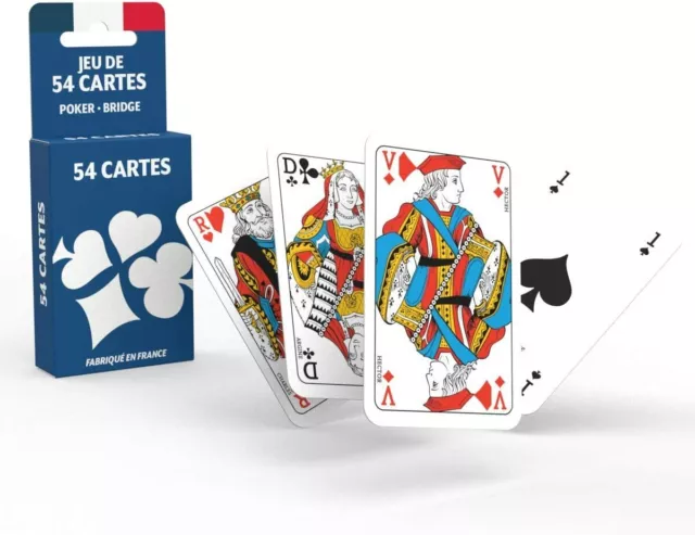 Jeu de 54 Cartes - Fabriqué en France - Jeu de Poker, Président, Palmito