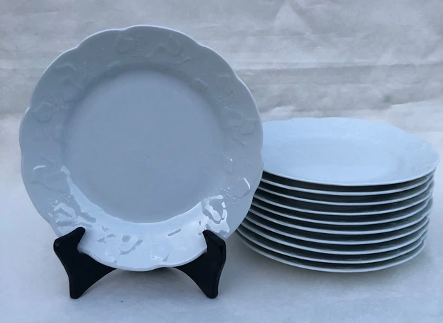 6 Assiettes à Fromage Limoges – Motif Lierre Sauvage, Porcelaine Française (20,5 Cm) – Occasion En Excellent état