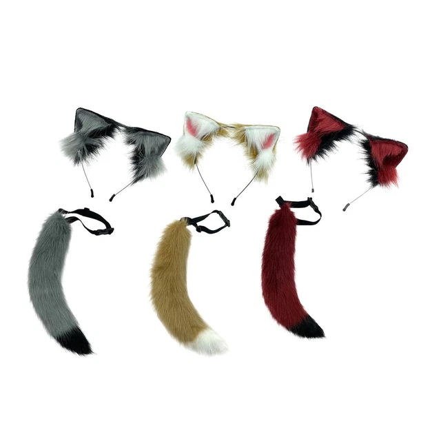 2Pieces Ears Hair Hoop, Headwear Lovely Plush for Cosplay
