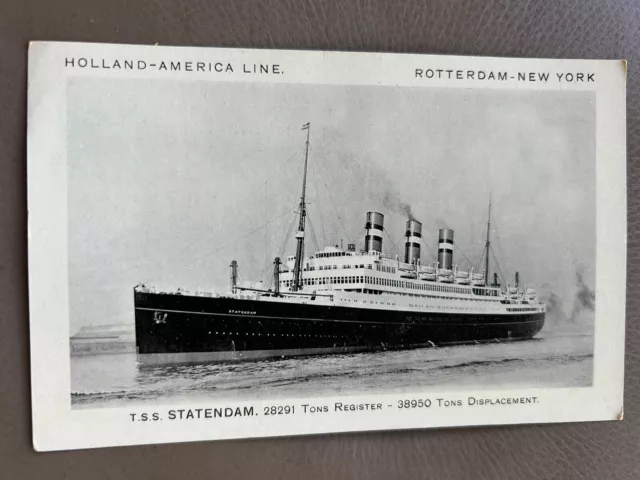 Holland-America Line TSS Statendam Liner Rotterdam New York Postcard