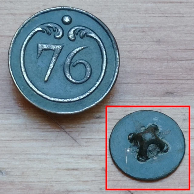 Bouton (15mm) 76eme regiment d`infanterie de ligne Napoleon 1er Empire - RARE
