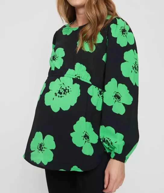 DOROTHY P3RKINS LADIES MATERNITY SHIRT GREEN FLOWER PRINT NEW (ref 230) SALE