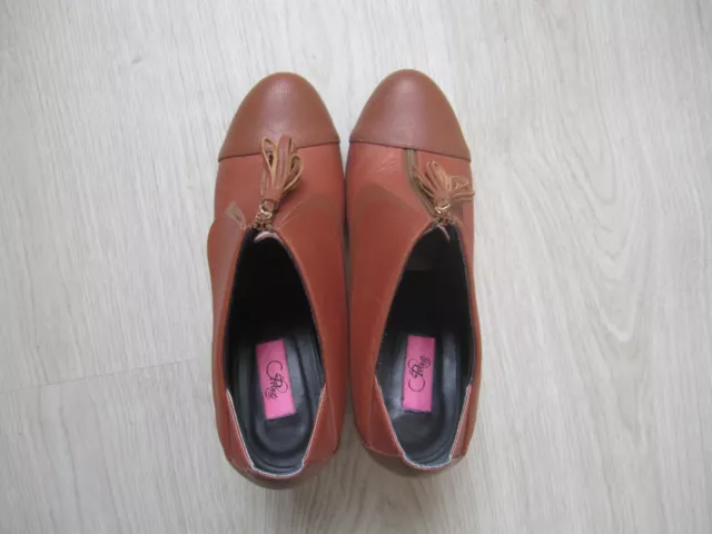 Bottines à Talons Low Boots en Cuir Marron Pointure 38 3