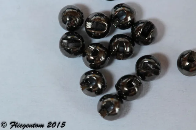 Fliegentom - Tungsten Beads Black Nickel, slitted  20 pcs