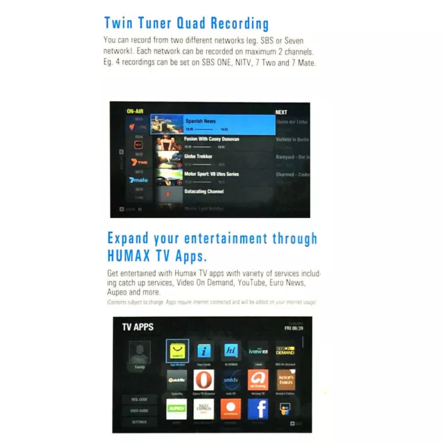 NEW HUMAX 2Tune Twin HD Tuner Quad Recorder Set Top Box 1TB HDD HDR-3000T 2
