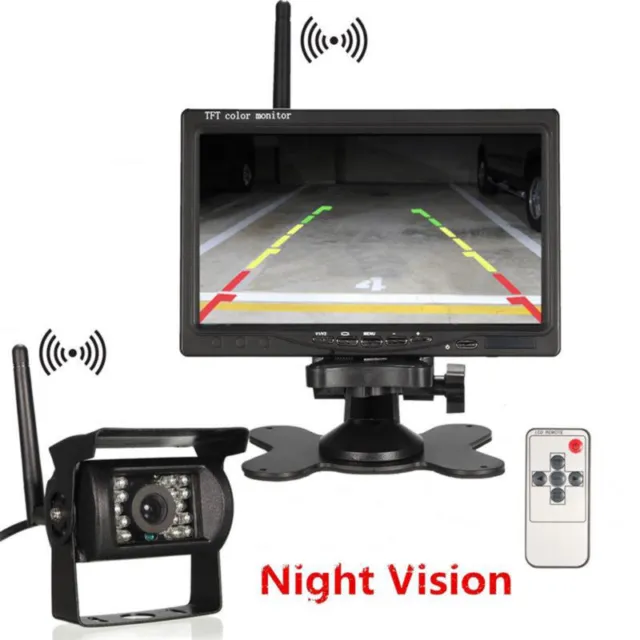 Auto Backup Kamera Monitor Kit Wireless Rückfahrkamera 7'' LCD für RV Camper Bus 3