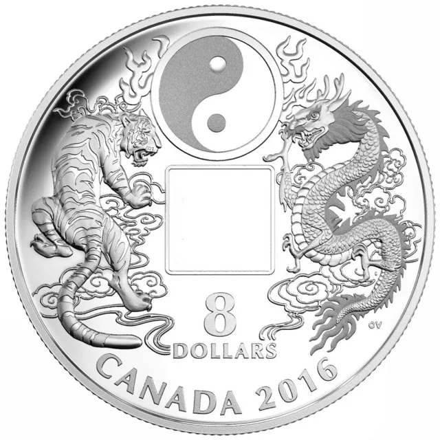 2016 Canada $8Fine Silver Coin -  Tiger and Dragon Yin and Yang