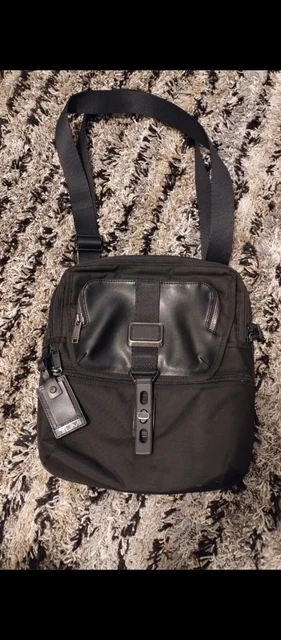 Tumi Alpha Bravo Arnold Zip Flap Messenger Crossbody Shoulder Bag Black Nylon