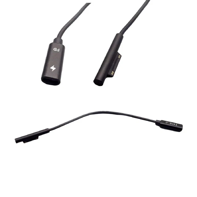 15V 3A USB-C Female PD Charger Power Adapter Cable For Surface Pro 6/5/4/3/Go