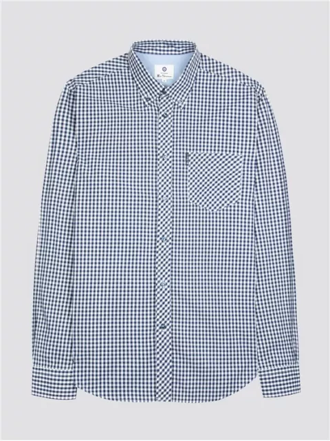 Ben Sherman 59141 Camisa Signature Gingham Camisa Dark Azul Nuevo Fw 22/23