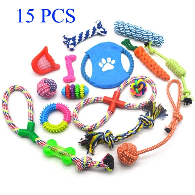 15 Stück Set Hunde Spielzeug Aus Seil Kauspielzeug Pet Dog Toy Hund Welpen Kauen