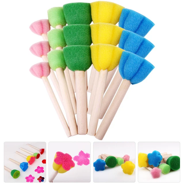 15 pezzi colorato spugna per spugna per bambini pennello spugna pennello per