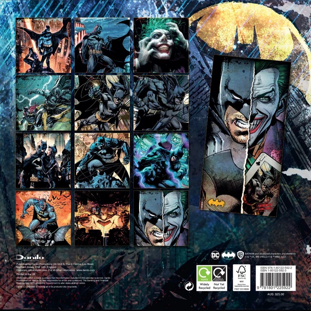 BATMAN COMICS 2023 Calendar, Month View Square Wall Calendar, Official