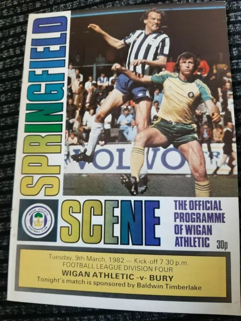 Wigan Athletic v Bury. 9th March 1982. League Division Four