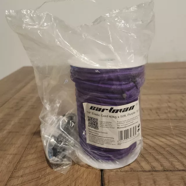 50 Foot 1/4 inch Elastic Bungee Shock Cord for Heavy Duty Tie Downs  Purple